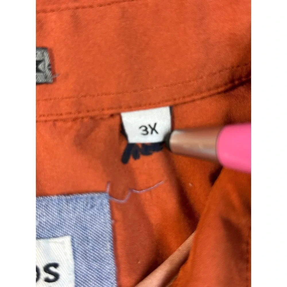 Tallwoods Mens 3X Rust‎ Orange All Over Campfire Print Short Sleeve Shirt